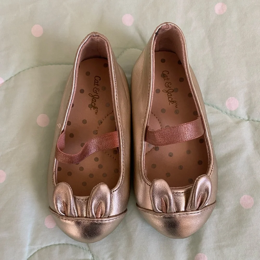 Toddler Baby Cat & Jack Girls Gold Bun Dress Shoes Size 5